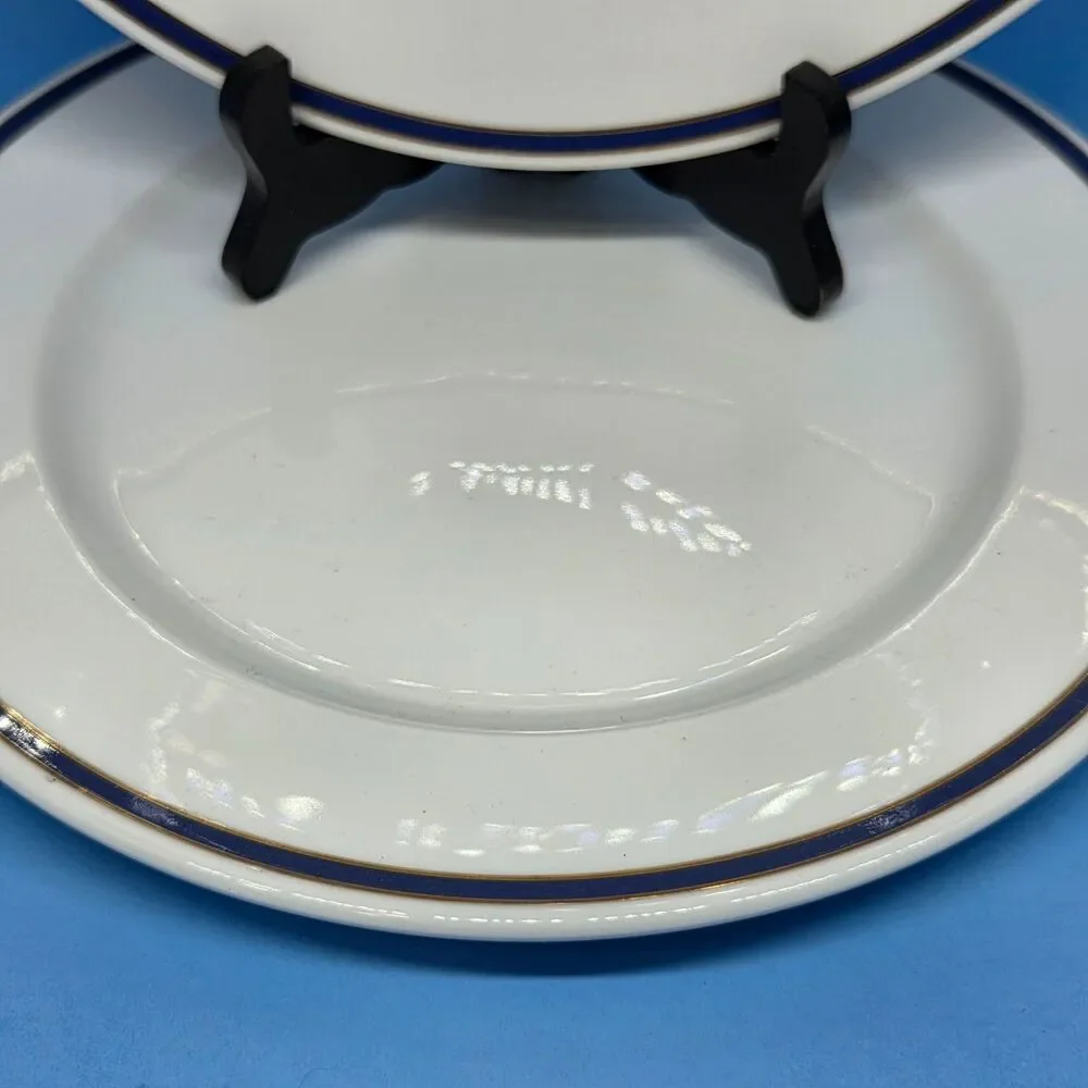 Royal Doulton Ultimate Hotel Fine Bone China Set Of 2 White With Blue/Gold Trim